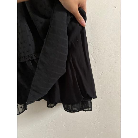 Twelfth Street by Cynthia Vincent Mini Dress 12 Black Eyelet Halter Neck Ruffles - Picture 9 of 15